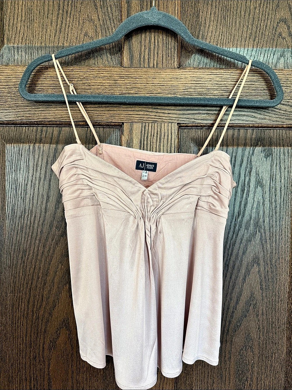 Vintage Armani Jeans 100% Silk Ruched Corset Cami Top Y2K Blush Pink Size Small